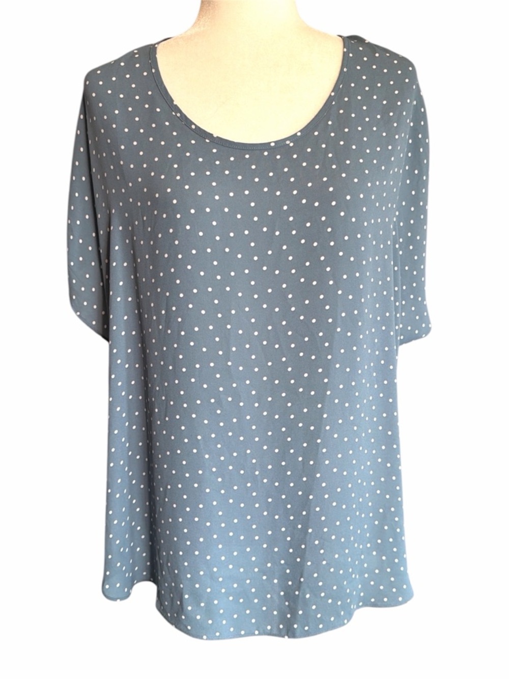LOFT Dusty Blue Polka Dot Scoop Neck Tunic
